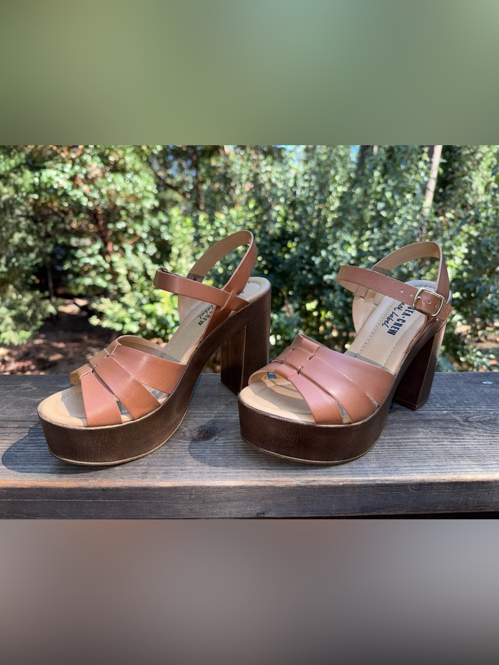 Chelsea Crew Platform Block Heel Sandals in Brown-Tan